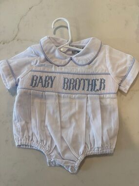 Classic 'Baby Brother' Light Blue One-Piece Romper